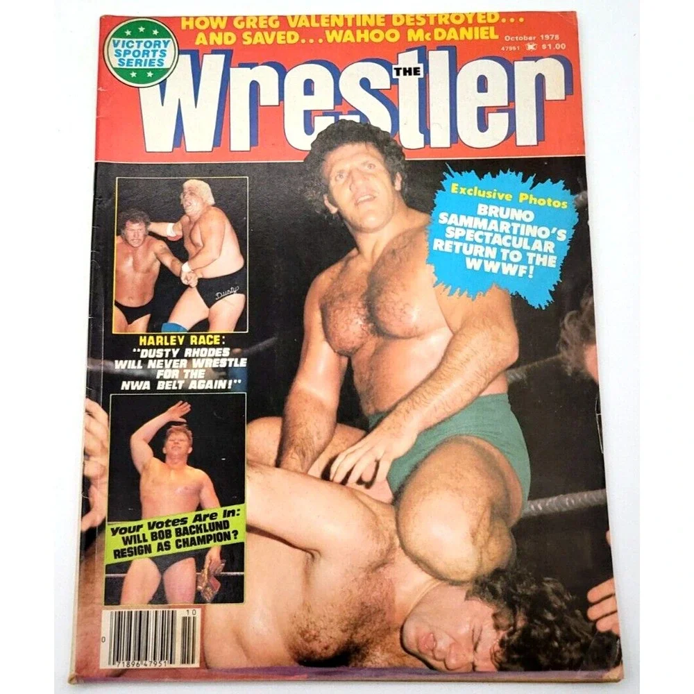 THE WRESTLER OCT 1978 BRUNO SAMMARTINO HARLEY RACE DUSTY RHODES WAHOO‎ MCDANIEL